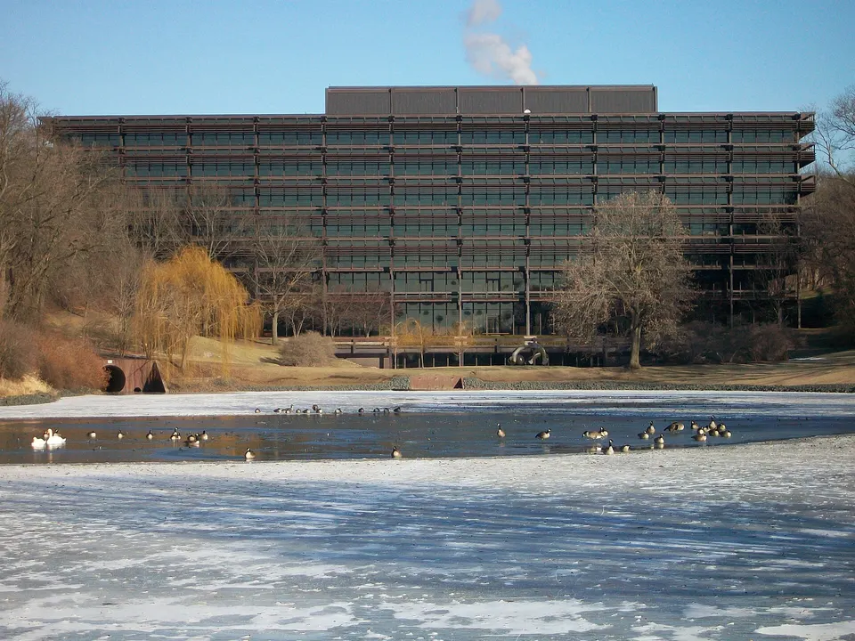 File photo of the Deere & Company World Headquarters building in Moline, Illinois; Deere was one of the companies reported as a victim