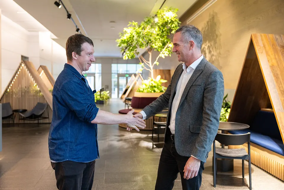 File photo of the lobby of Anthropic's San Francisco office during a 2024 visit by a UK minister