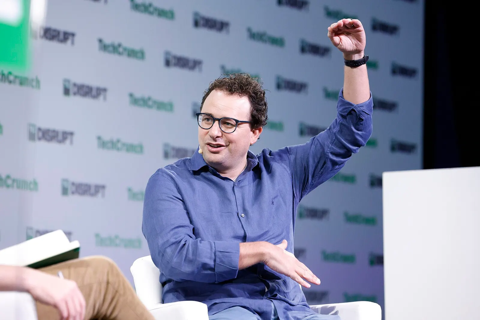 File photo of Anthropic co-founder and CEO Dario Amodei speaking at TechCrunch Disrupt in 2023