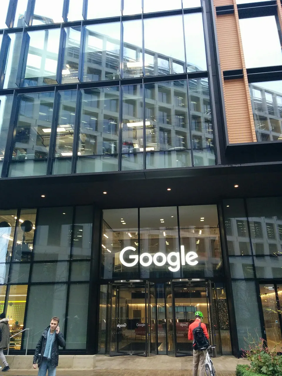 File photo: the front entrance of 6 Pancras Square in London, the building that houses Google and DeepMind