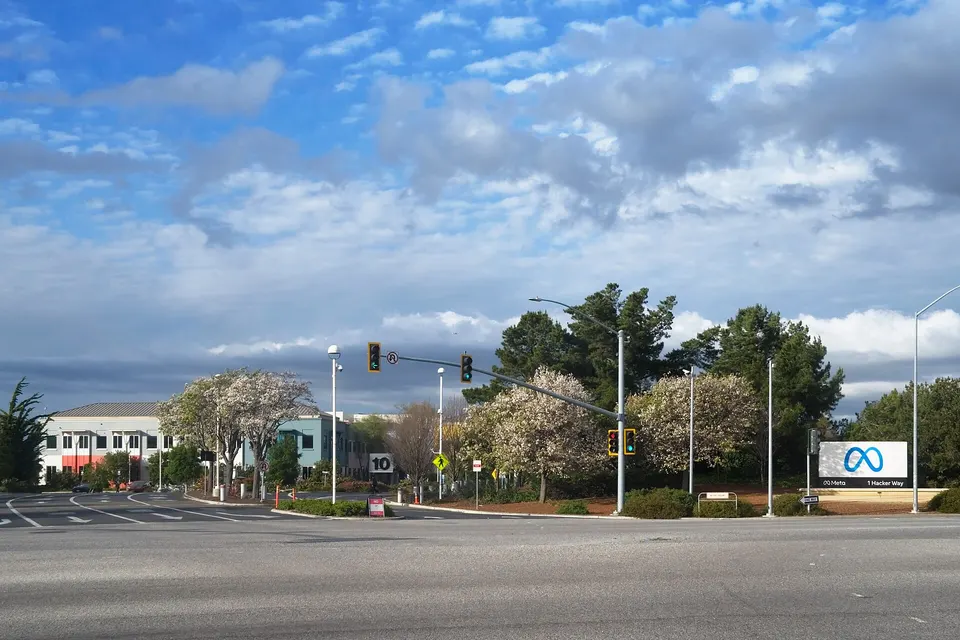 Contextual file photo of the Meta sign at 1 Hacker Way, Menlo Park, California, outside the company's headquarters