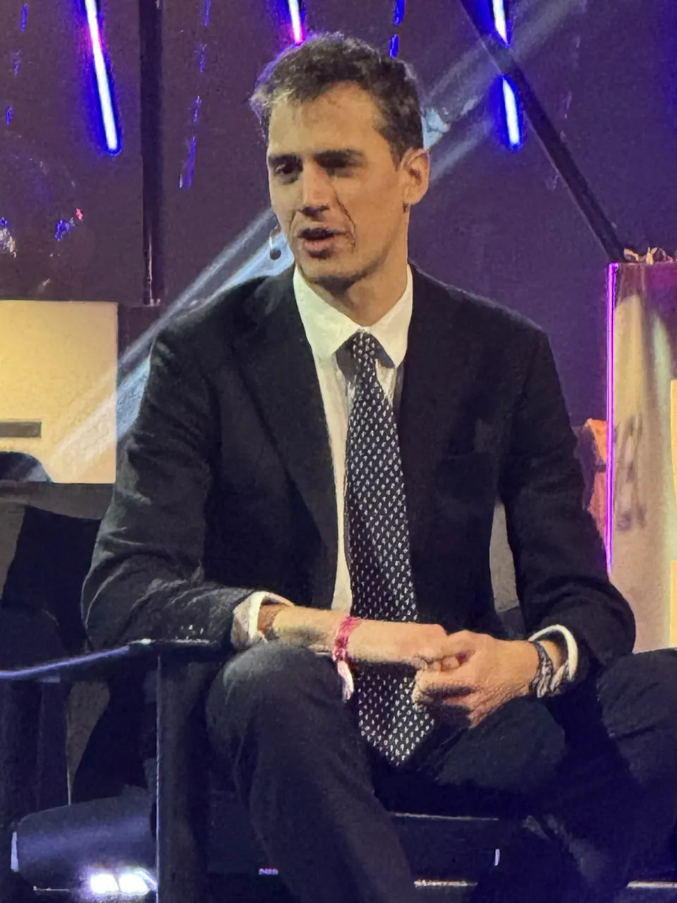 Contextual file photo of Mistral AI chief executive Arthur Mensch, captioned as taken at Techarena 2026, seated on a stage.