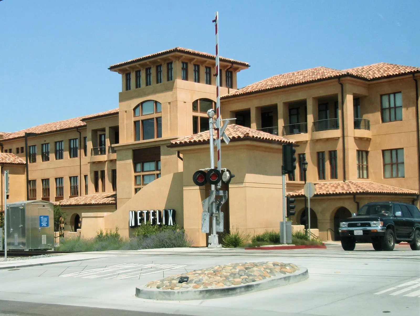 Contextual file photo of a Netflix office building with the Netflix sign in front.