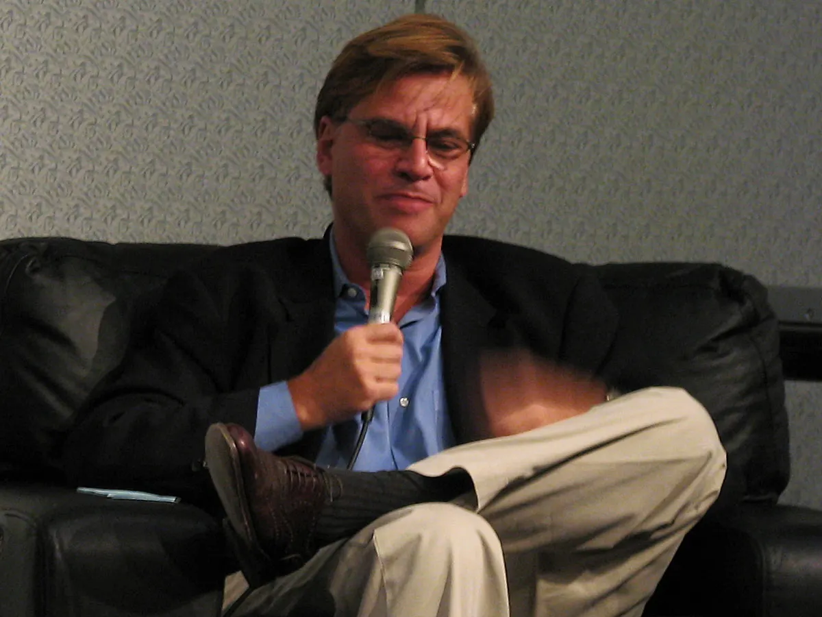 Aaron Sorkin speaking at the 2008 Screenwriting Expo in Los Angeles (file photo)