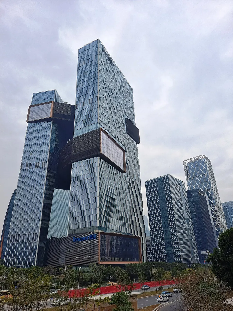 File photo: Tencent's Seafront Towers headquarters in Shenzhen, with the Tencent sign at the base.