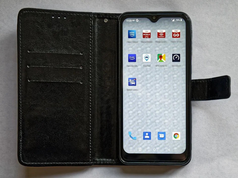 Smartphone in a folio case; contextual file photo, not an approved digital-ID app.